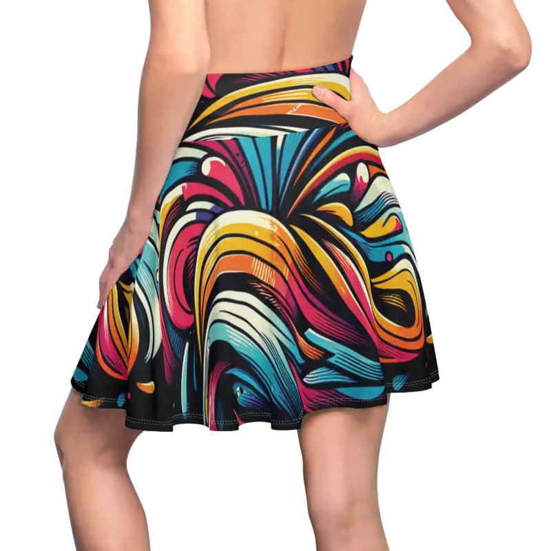 Vibrant Brushstrokes Skater Skirt - Women's Twirl Style - DipaliZ