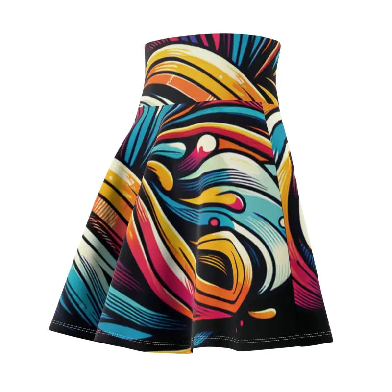 Vibrant Brushstrokes Skater Skirt - Women's Twirl Style - DipaliZ