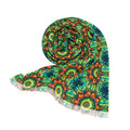 Green Lightweight Scarf - Geometric Print Eco-Friendly - DipaliZ