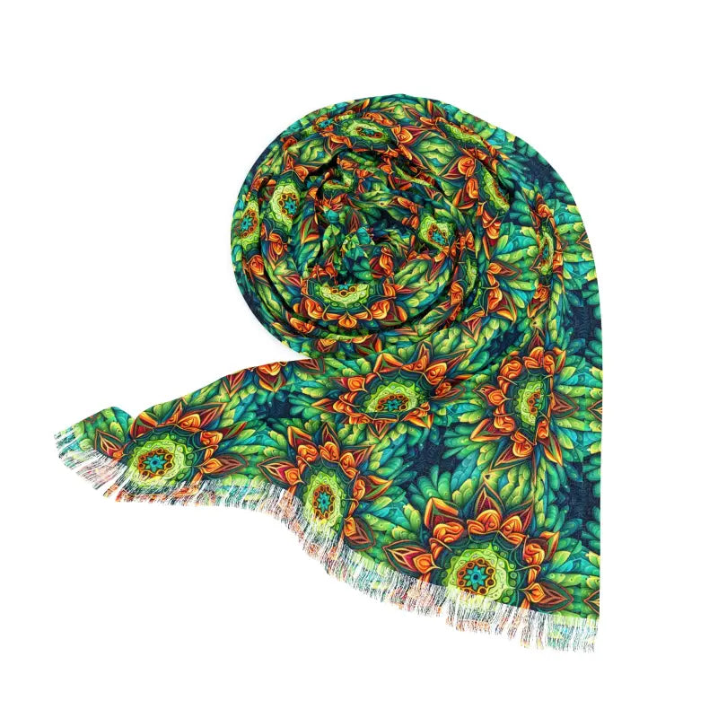 Green Lightweight Scarf - Geometric Print Eco-Friendly - DipaliZ