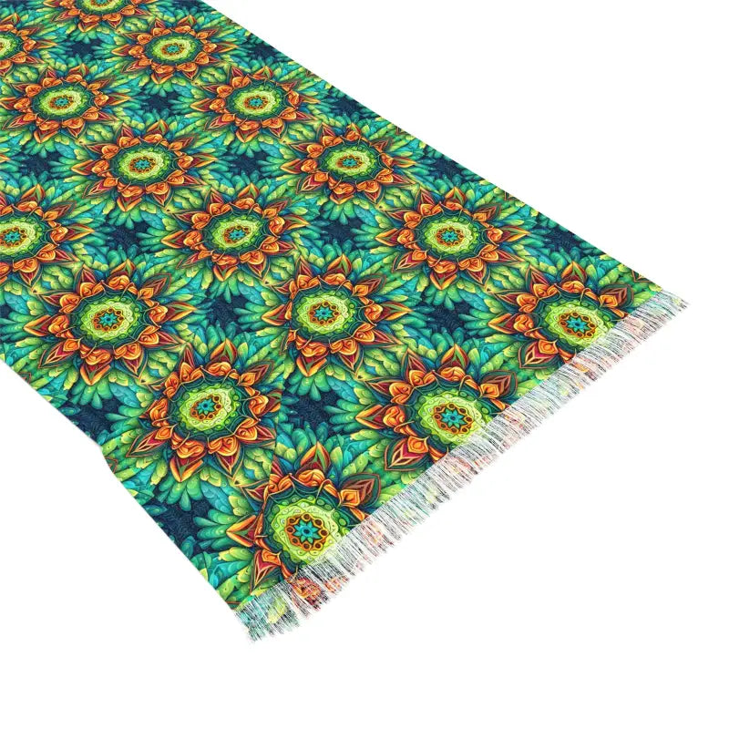 Green Lightweight Scarf - Geometric Print Eco-Friendly - DipaliZ