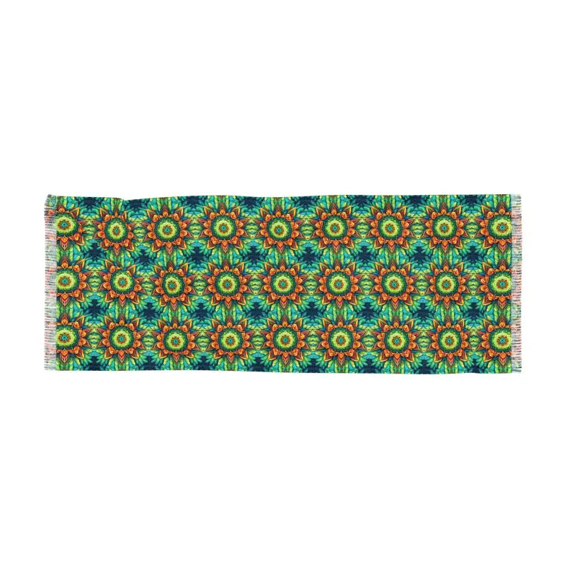Green Lightweight Scarf - Geometric Print Eco-Friendly - DipaliZ