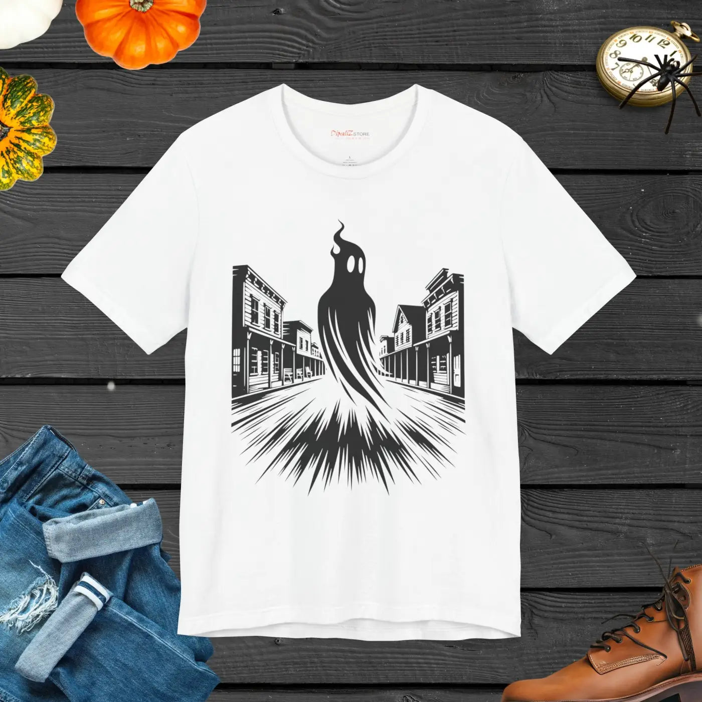 Scary Ghost Halloween Tee - Jersey Short Sleeve - DipaliZ