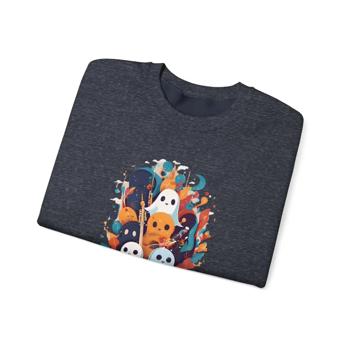 Ghoulish Grooves Crewneck Sweatshirt - Ghosts Playing Guitar - DipaliZ