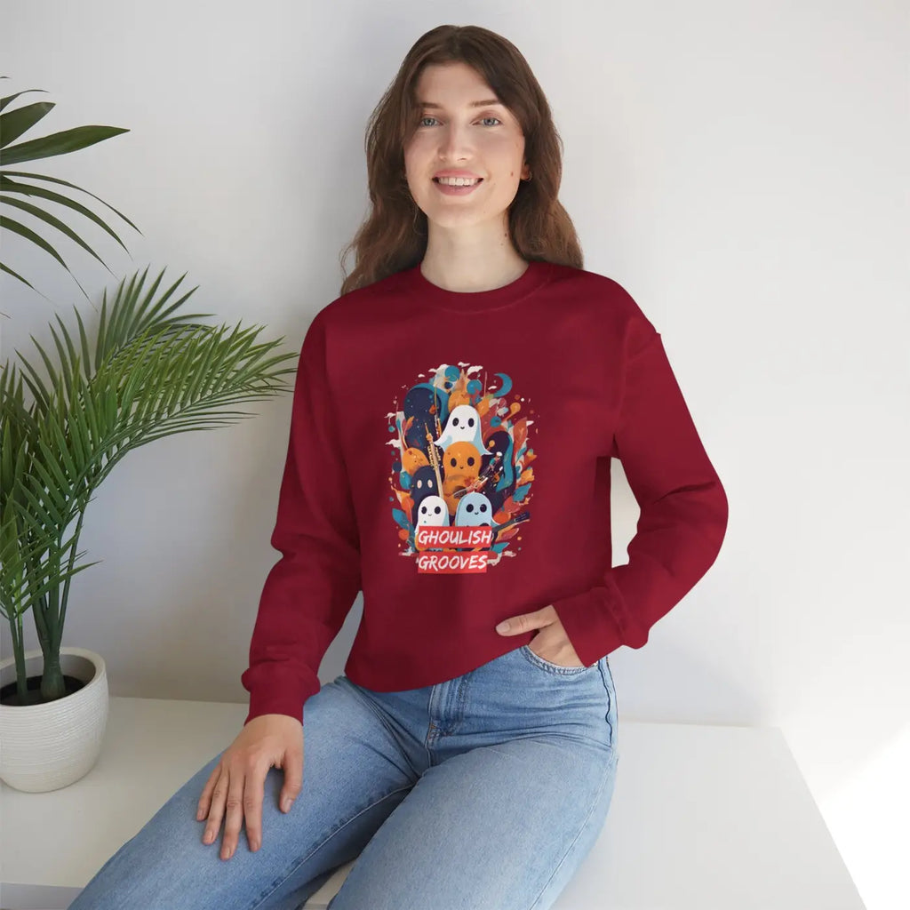 Ghoulish Grooves Crewneck Sweatshirt - Ghosts Playing Guitar - DipaliZ