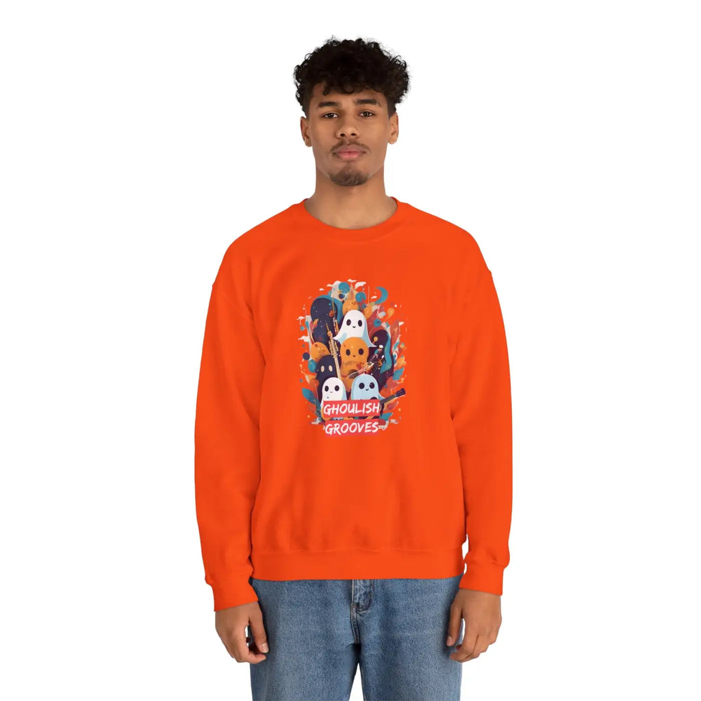 Ghoulish Grooves Crewneck Sweatshirt - Ghosts Playing Guitar - DipaliZ