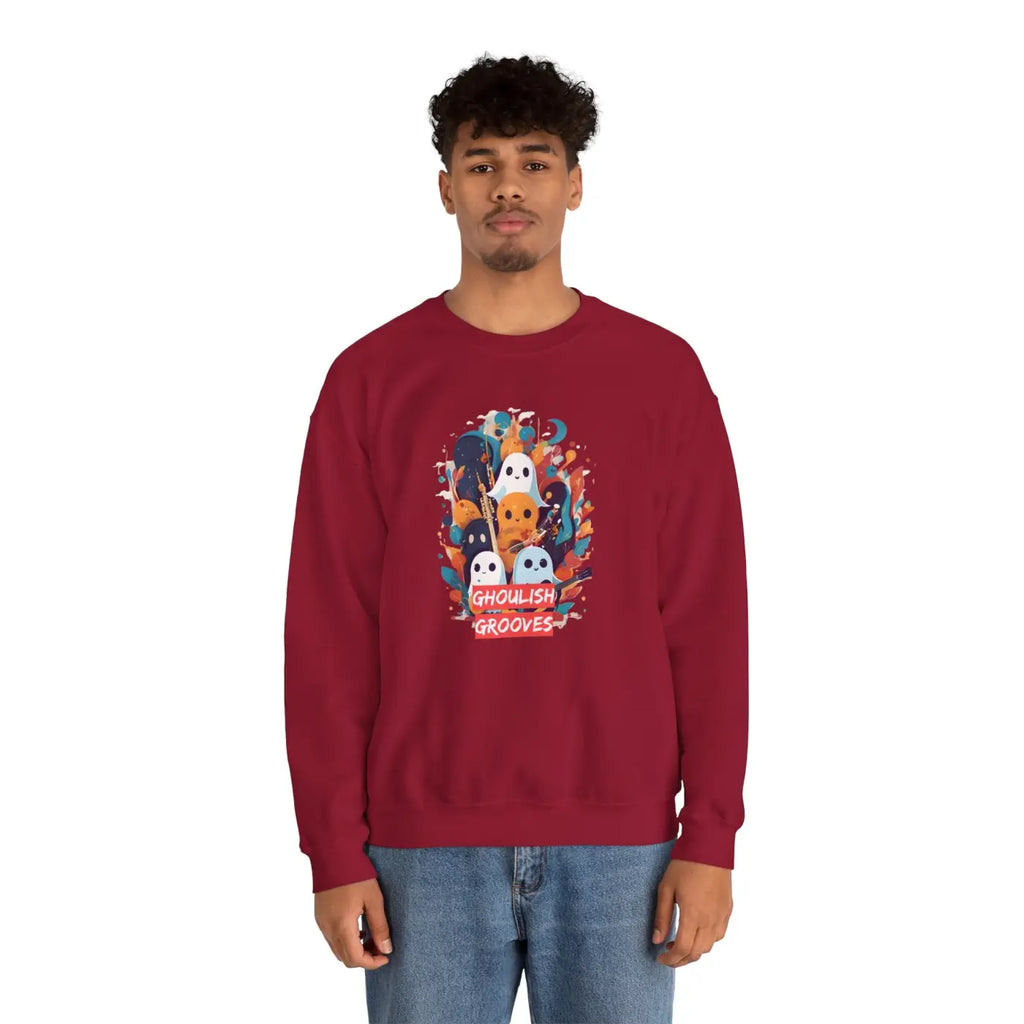 Ghoulish Grooves Crewneck Sweatshirt - Ghosts Playing Guitar - DipaliZ
