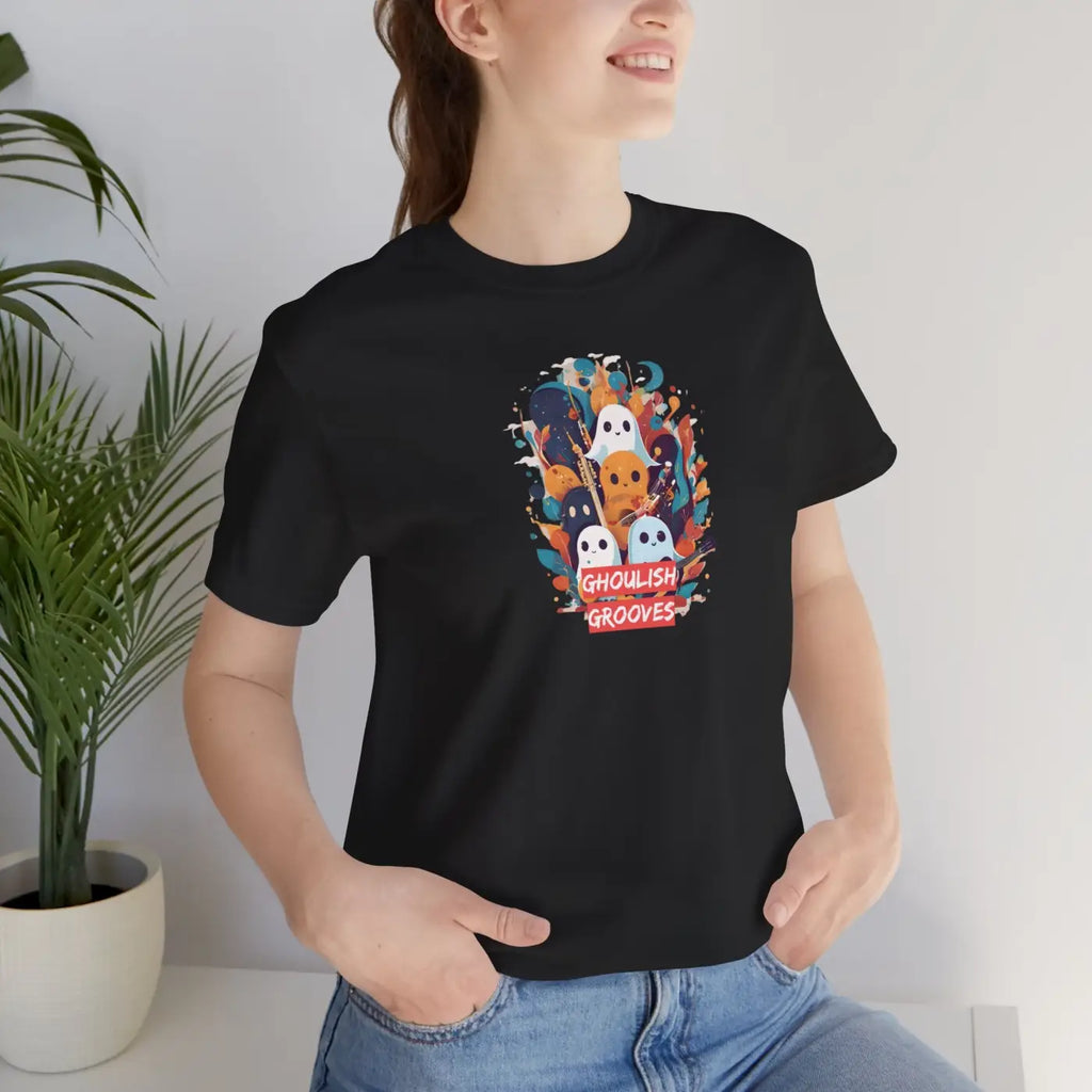 Ghosts Playing Music Tee - Ghoulish Grooves Halloween - DipaliZ