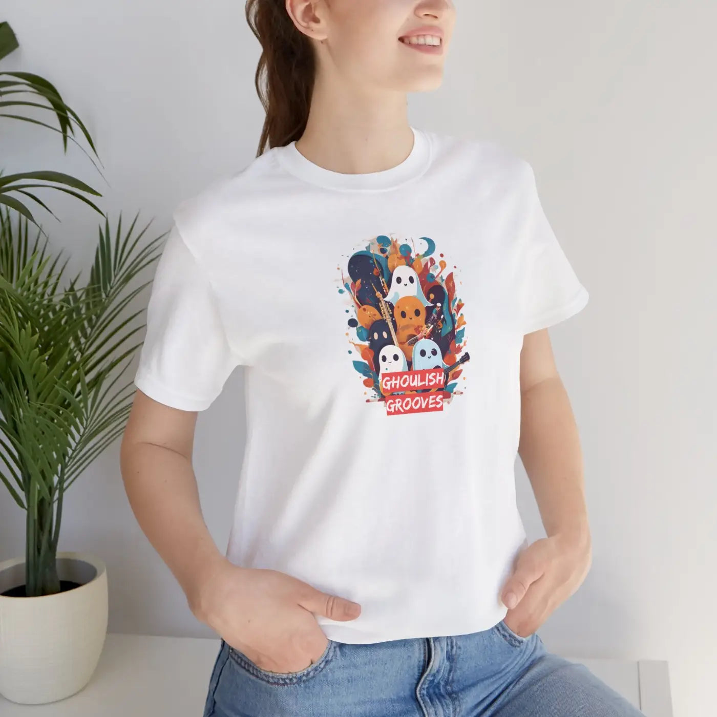 Ghosts Playing Music Tee - Ghoulish Grooves Halloween - DipaliZ