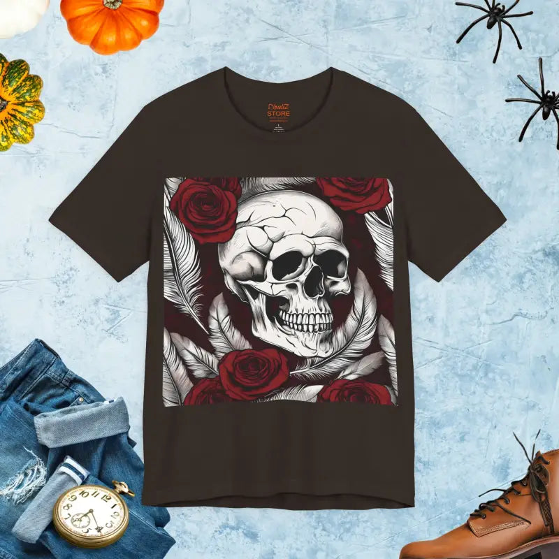 Skull With Roses Tee - Unisex Jersey Short Sleeve - DipaliZ