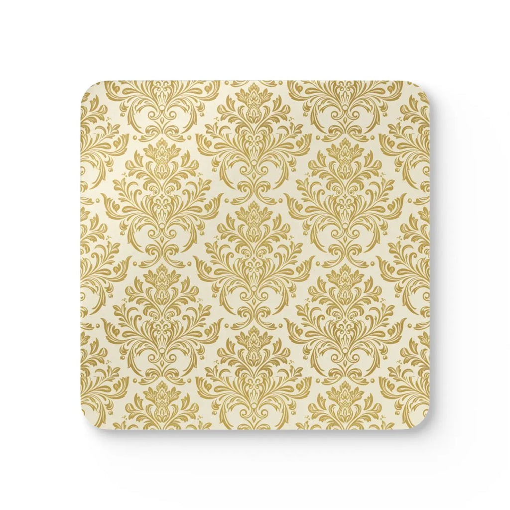 Damask Glow Coasters - High-Gloss MDF Luxe Gold Shimmer - DipaliZ