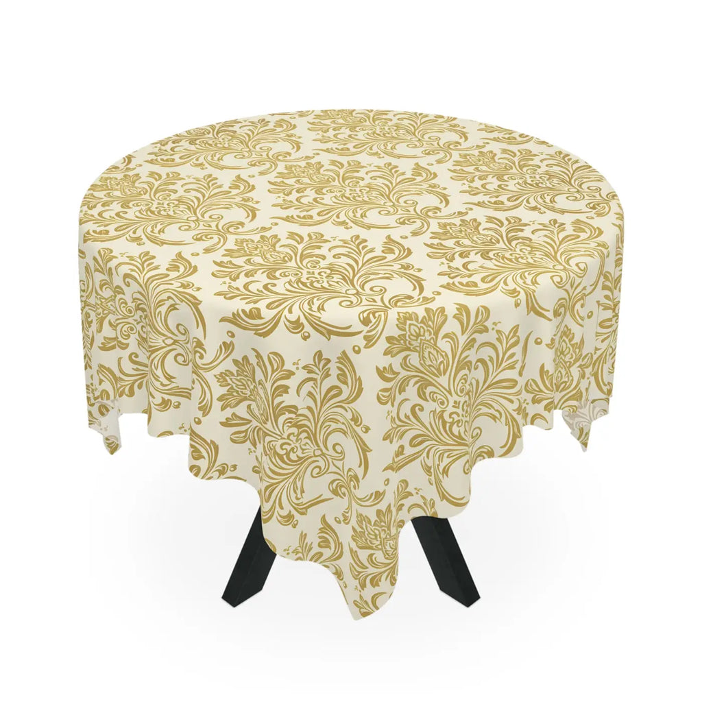 Damask Charm Tablecloth - Ivory Gold Shimmer Luxury - DipaliZ
