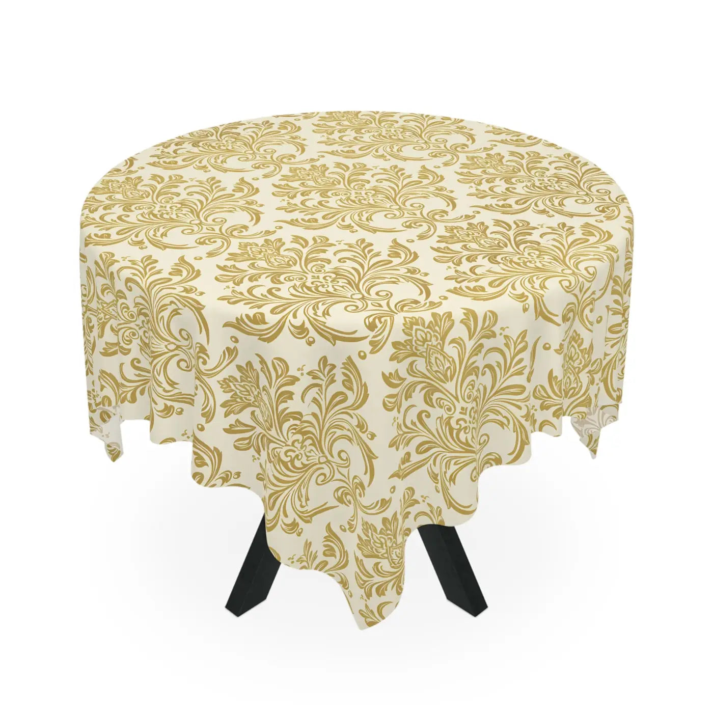 Damask Charm Tablecloth - Ivory Gold Shimmer Luxury - DipaliZ