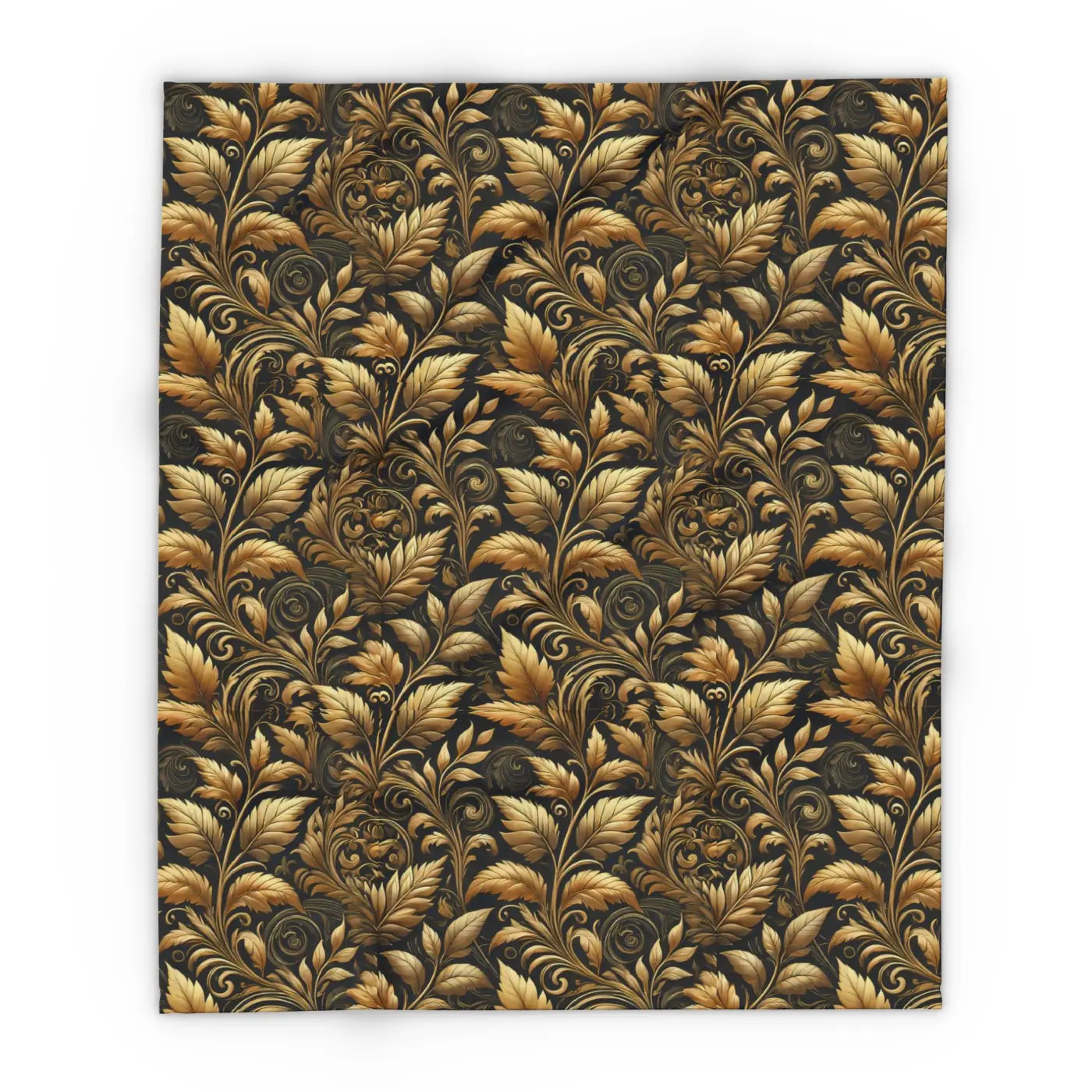 Gold Foliage Arctic Fleece Blanket - Luxury Warmth - DipaliZ