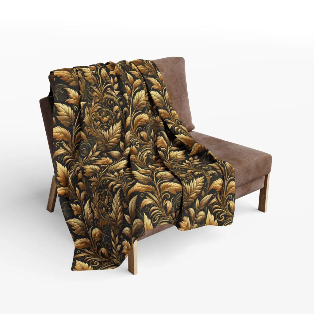Gold Foliage Arctic Fleece Blanket - Luxury Warmth - DipaliZ
