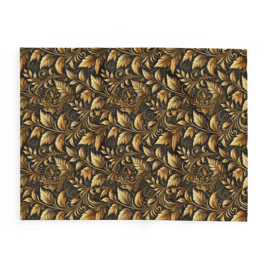 Gold Foliage Arctic Fleece Blanket - Luxury Warmth - DipaliZ