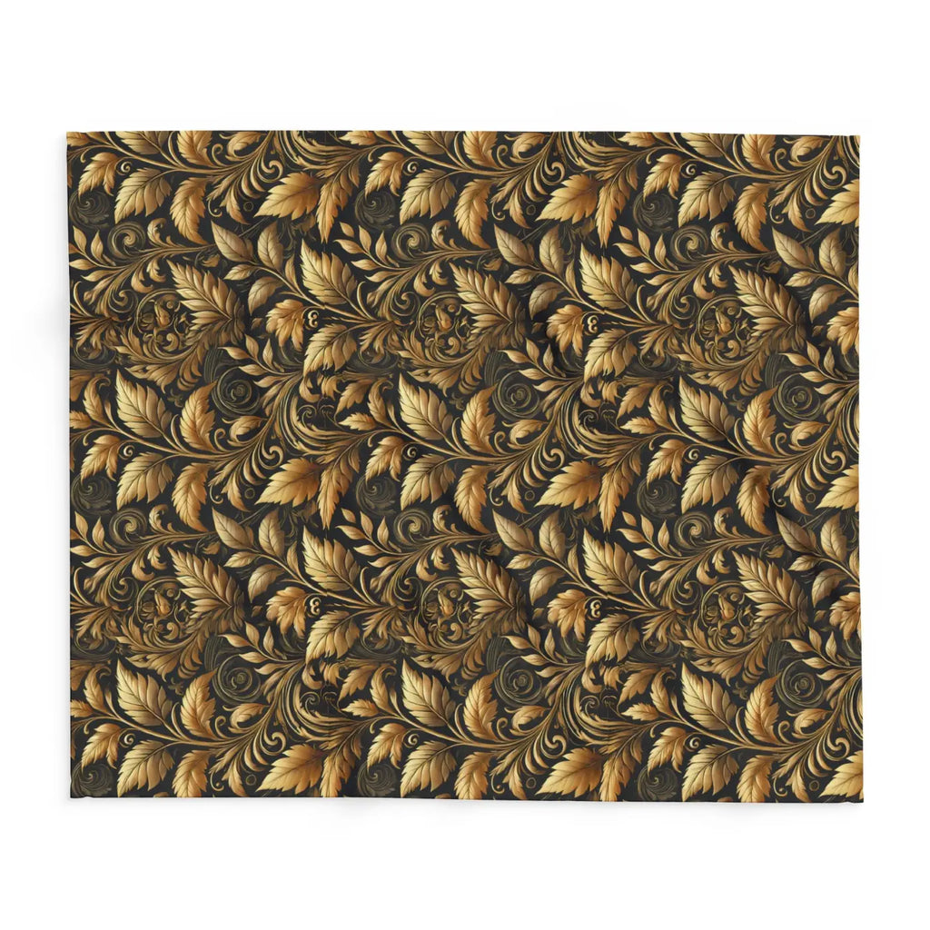 Gold Foliage Arctic Fleece Blanket - Luxury Warmth - DipaliZ