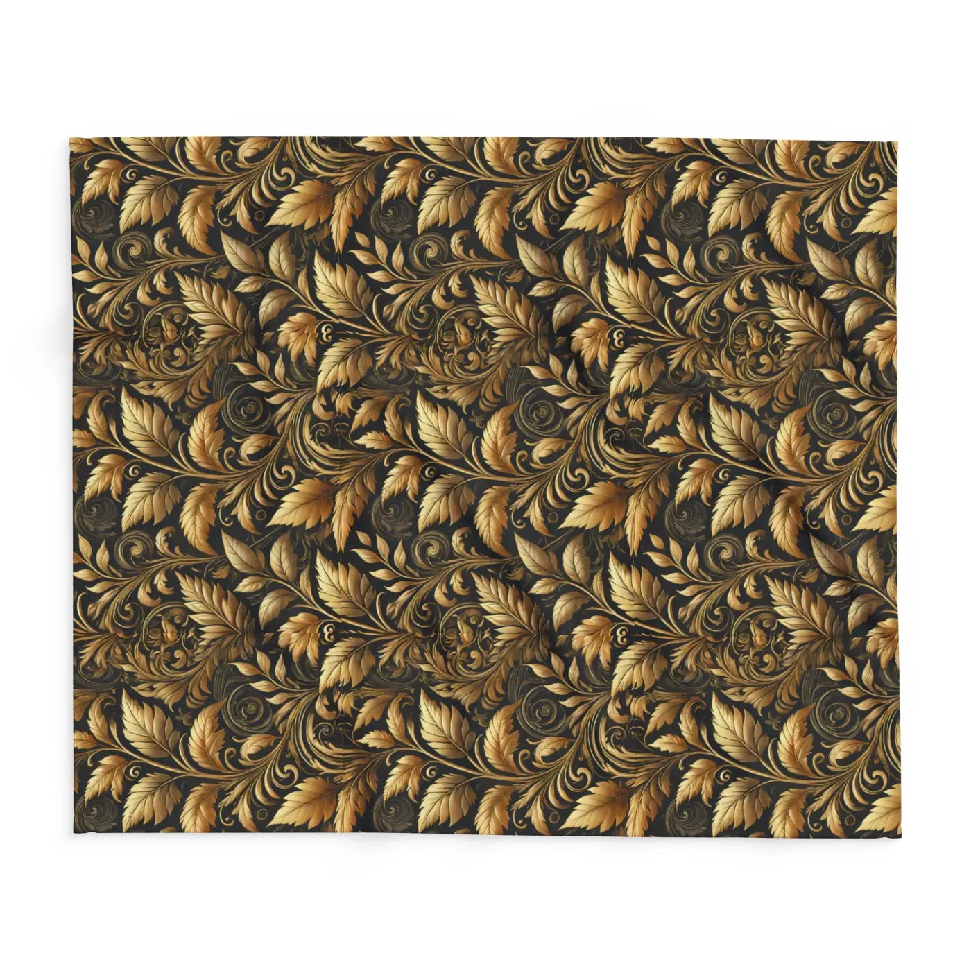 Gold Foliage Arctic Fleece Blanket - Luxury Warmth - DipaliZ