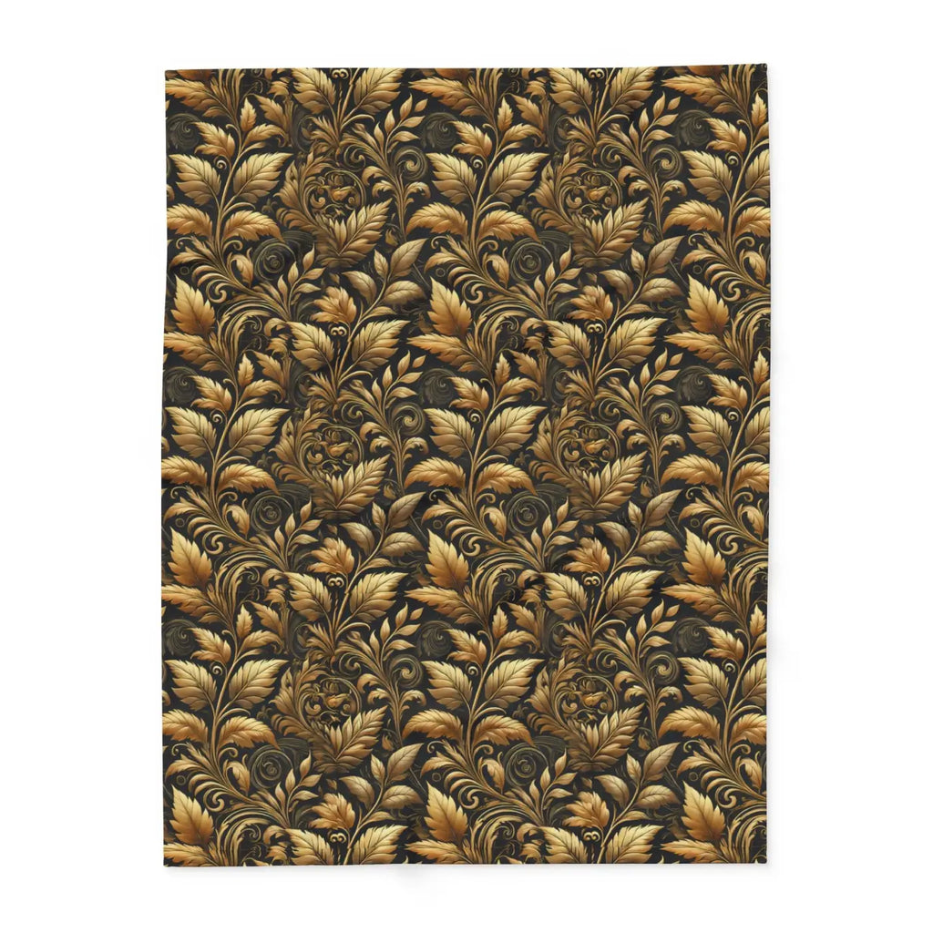 Gold Foliage Arctic Fleece Blanket - Luxury Warmth - DipaliZ