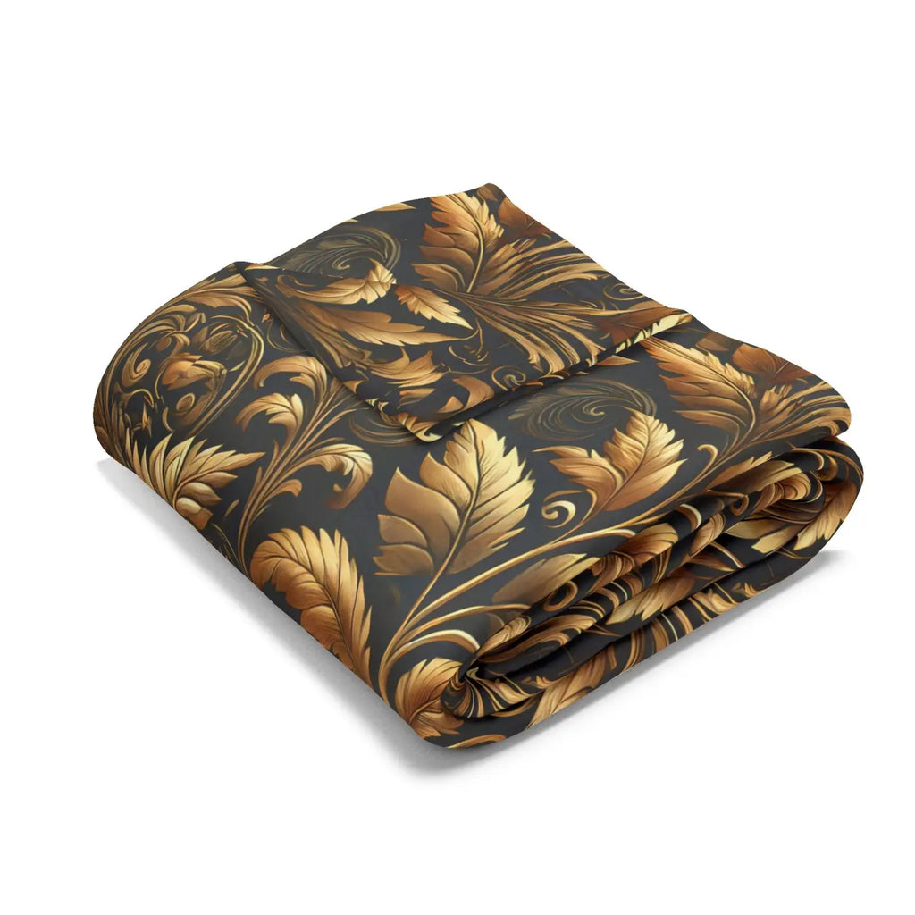 Gold Foliage Arctic Fleece Blanket - Luxury Warmth - DipaliZ