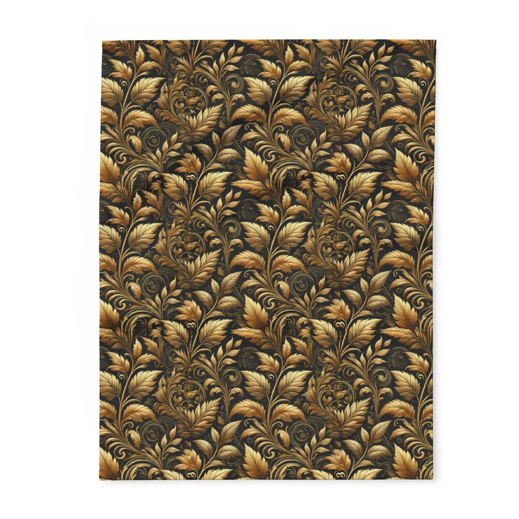 Gold Foliage Arctic Fleece Blanket - Luxury Warmth - DipaliZ