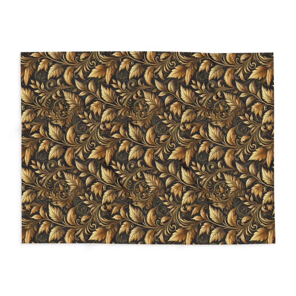 Gold Foliage Arctic Fleece Blanket - Luxury Warmth - DipaliZ