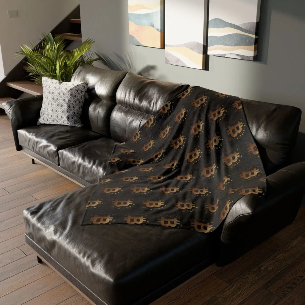 Golden Bitcoin Cryptocurrency Blanket - Cozy Comfort - DipaliZ