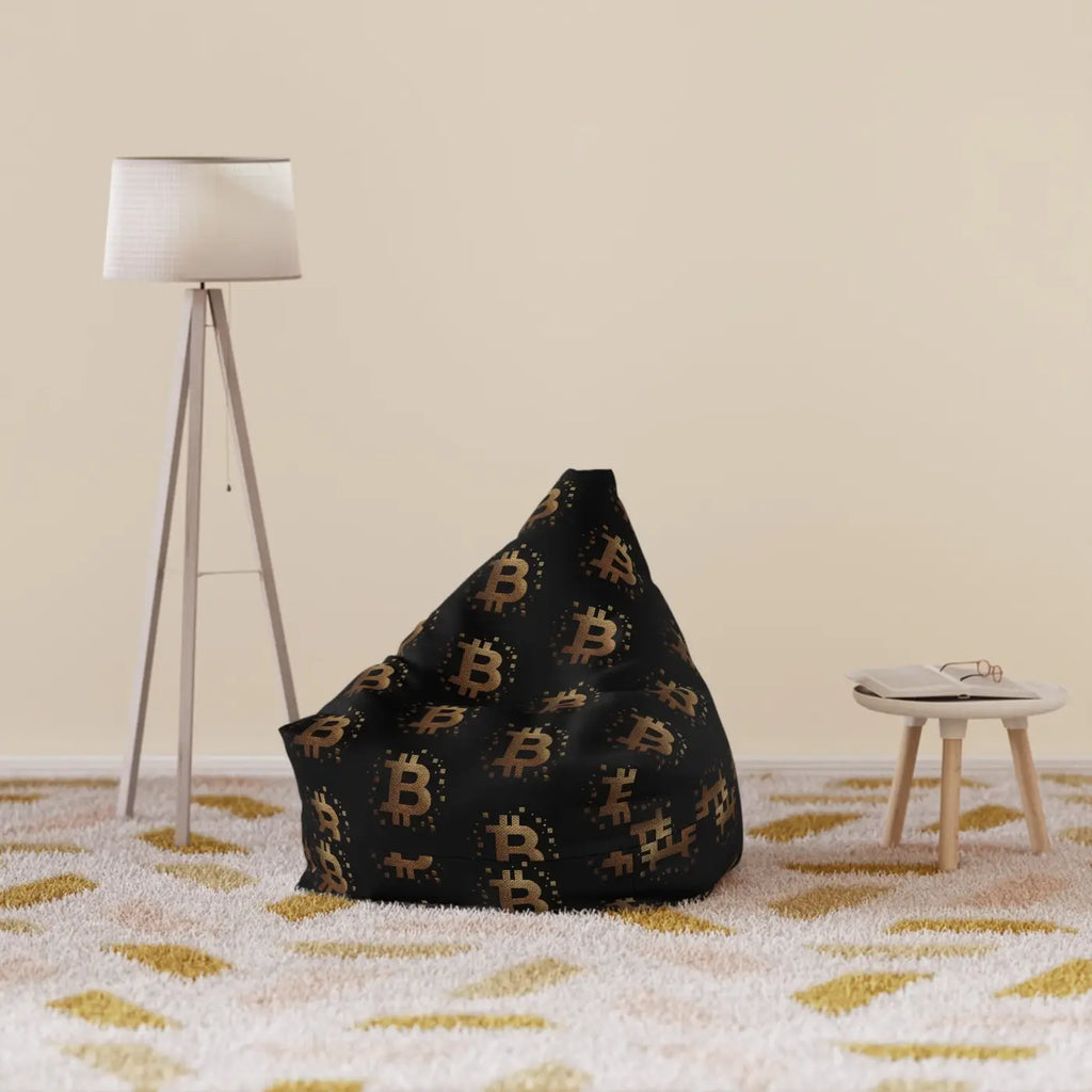 Golden Bitcoin Bean Bag Cover - Futuristic Home Decor - DipaliZ