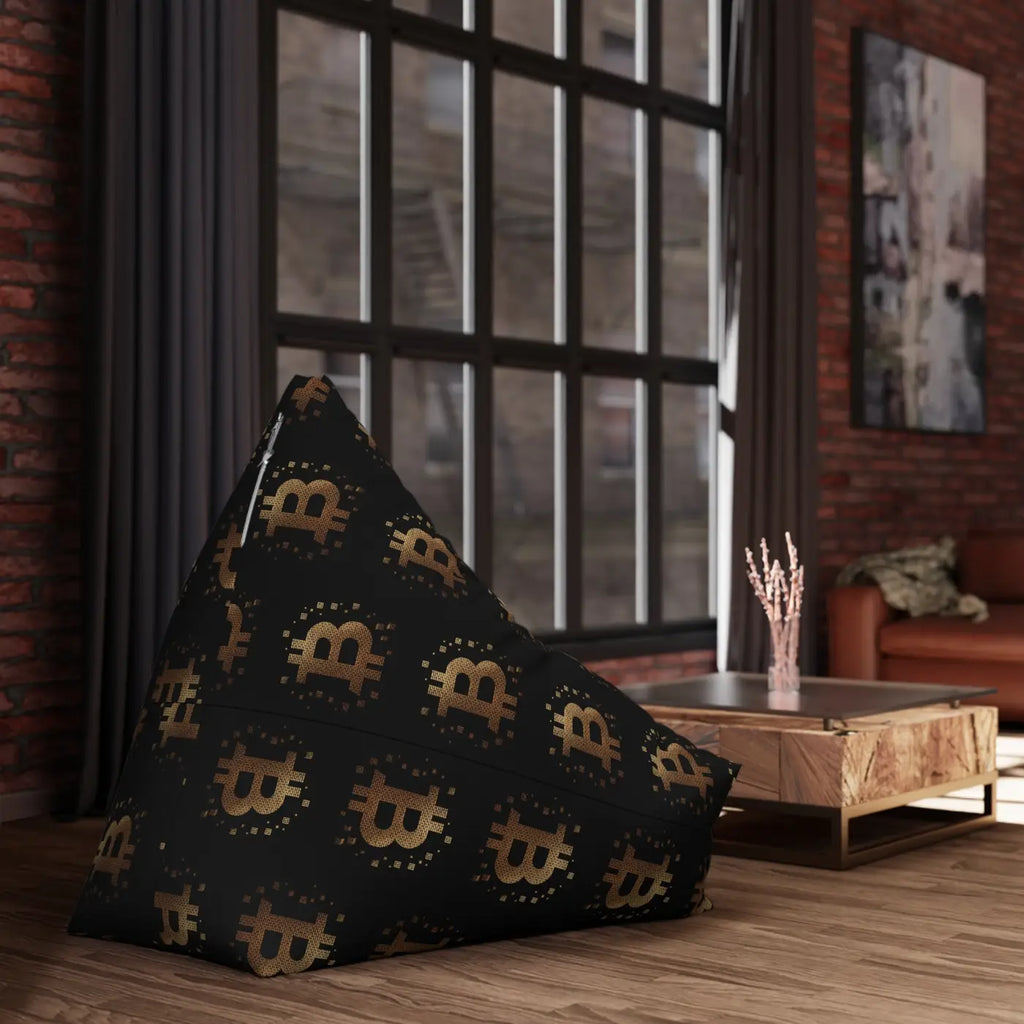 Golden Bitcoin Bean Bag Cover - Futuristic Home Decor - DipaliZ