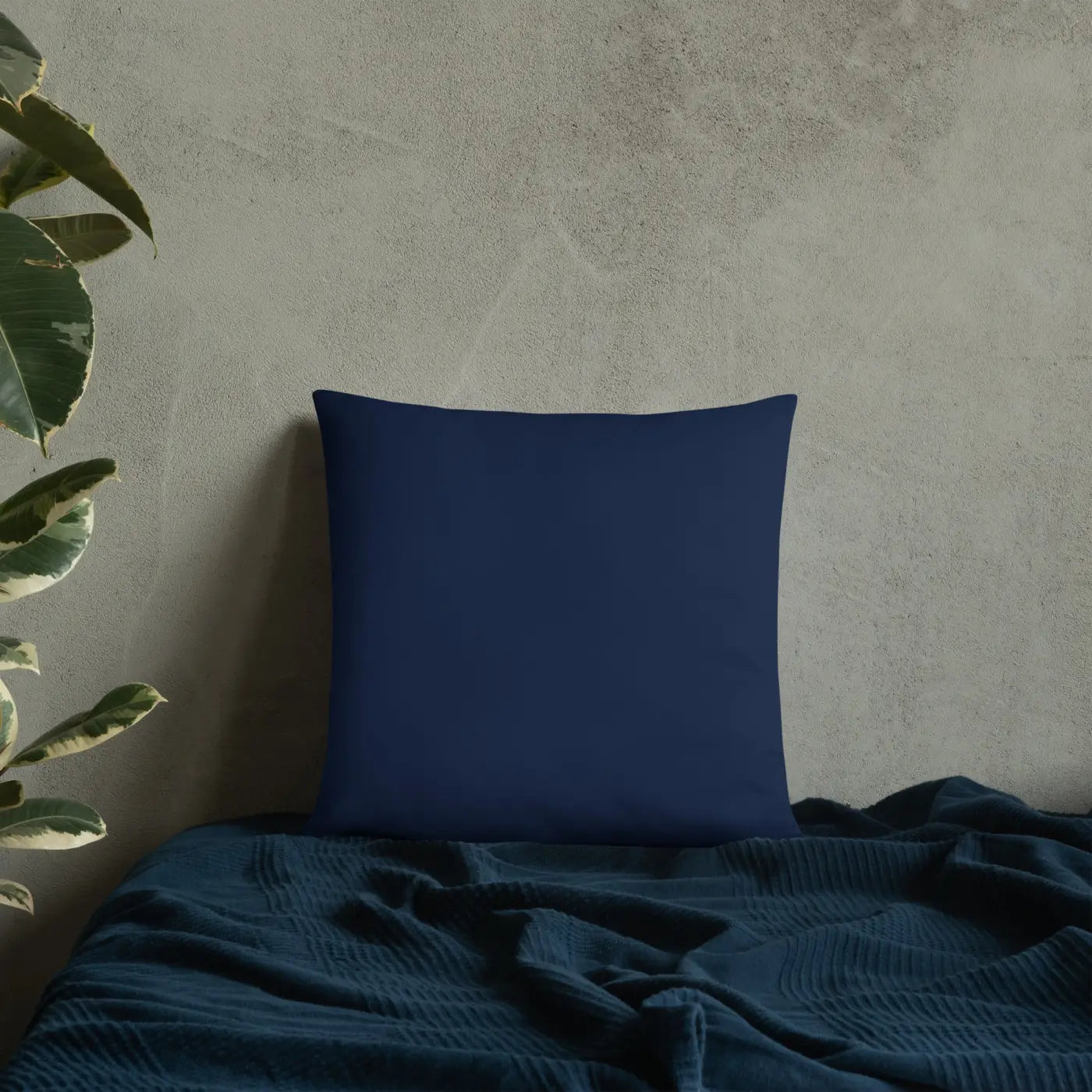 Navy Blue Basic Pillow - Golden Flower Design - DipaliZ