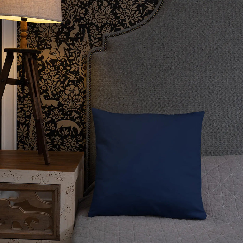 Navy Blue Basic Pillow - Golden Flower Design - DipaliZ