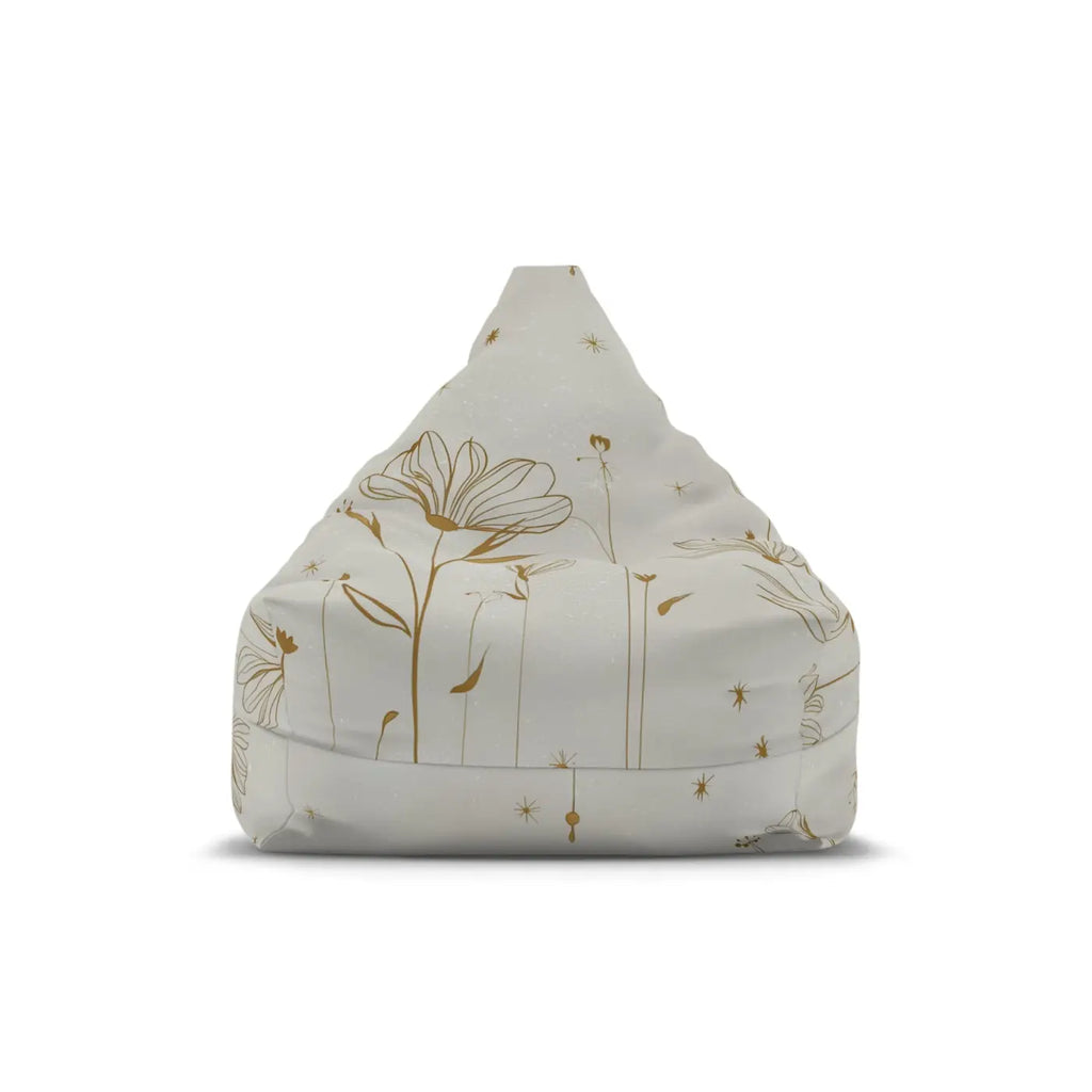 Stylish Golden Flowers Bean Bags Cover - Durable Polyester - DipaliZ