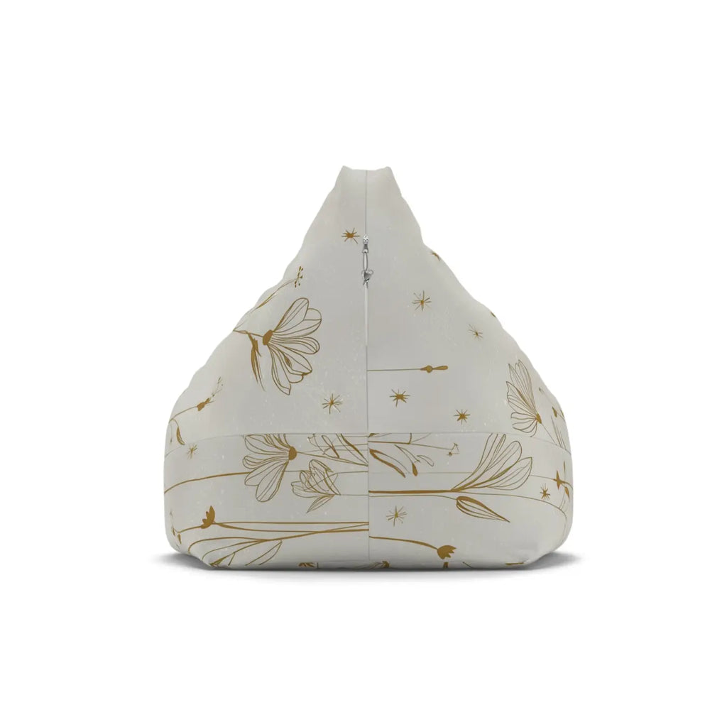 Stylish Golden Flowers Bean Bags Cover - Durable Polyester - DipaliZ