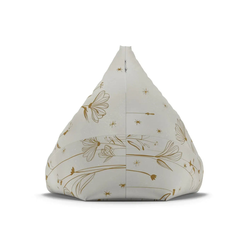Stylish Golden Flowers Bean Bags Cover - Durable Polyester - DipaliZ