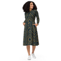 Golden Geometric Sleeve Midi Dress - Statement Style - DipaliZ