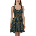 Bold Golden Skater Dress - Geometric Pattern Style - DipaliZ