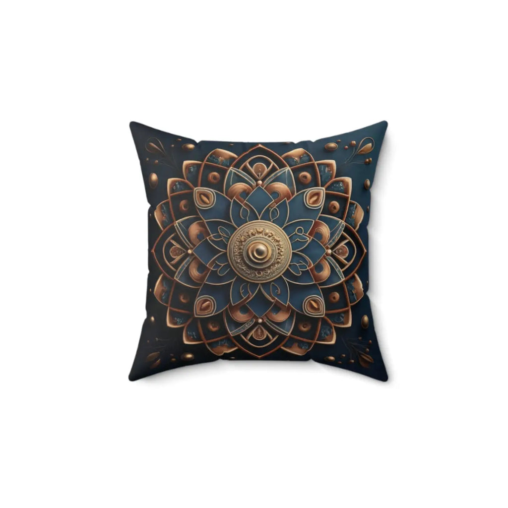 Golden Geometrical Mandal Pillow - Polyester Cover - DipaliZ