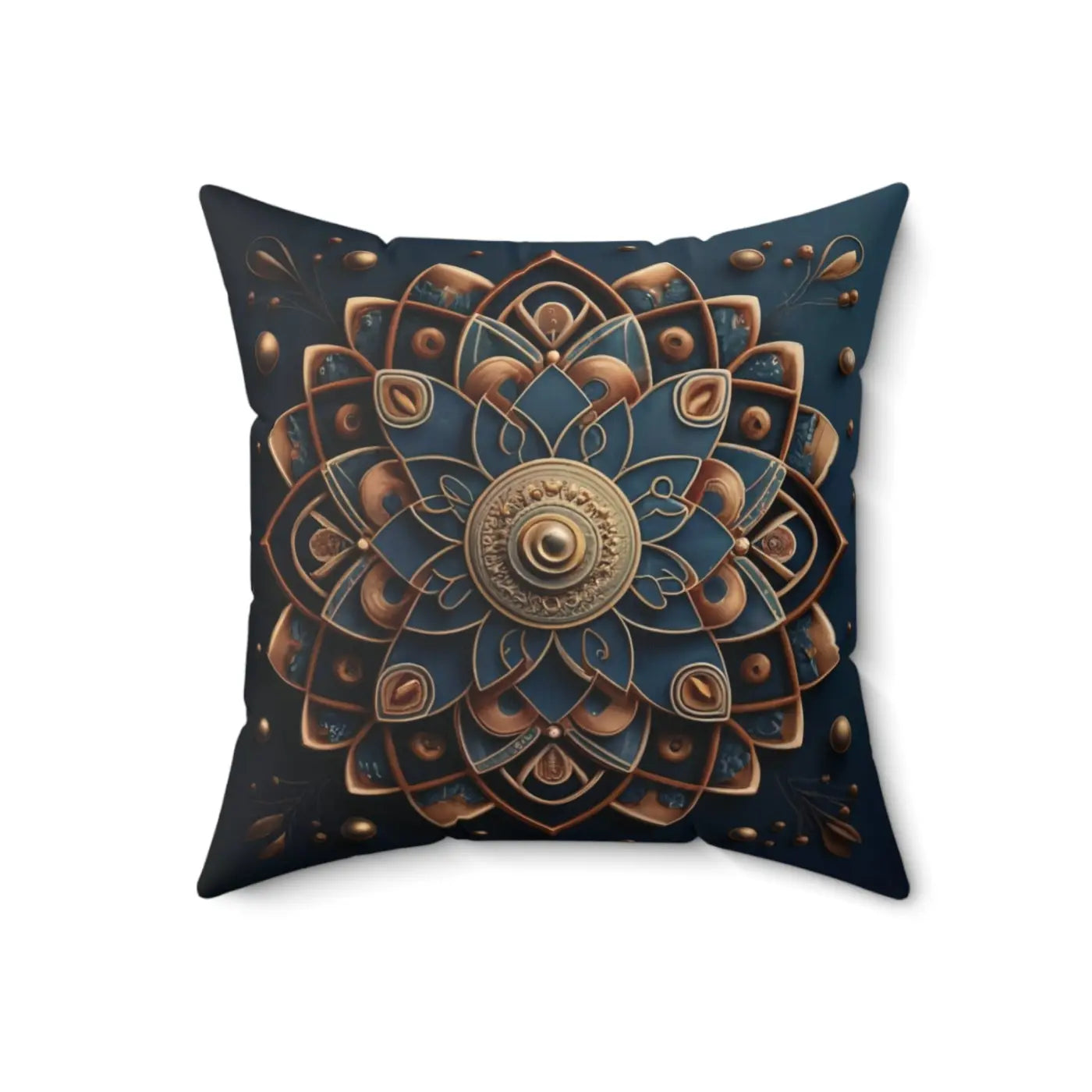 Golden Geometrical Mandal Pillow - Polyester Cover - DipaliZ