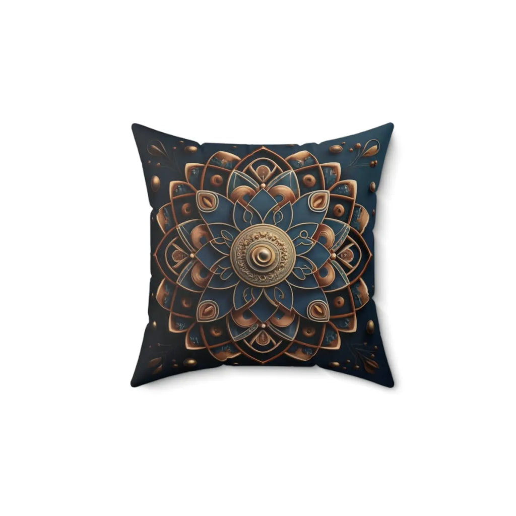 Golden Geometrical Mandal Pillow - Polyester Cover - DipaliZ