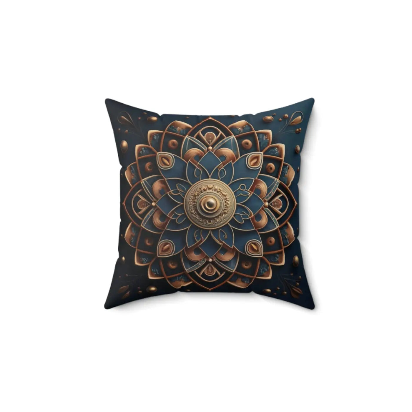 Golden Geometrical Mandal Pillow - Polyester Cover - DipaliZ