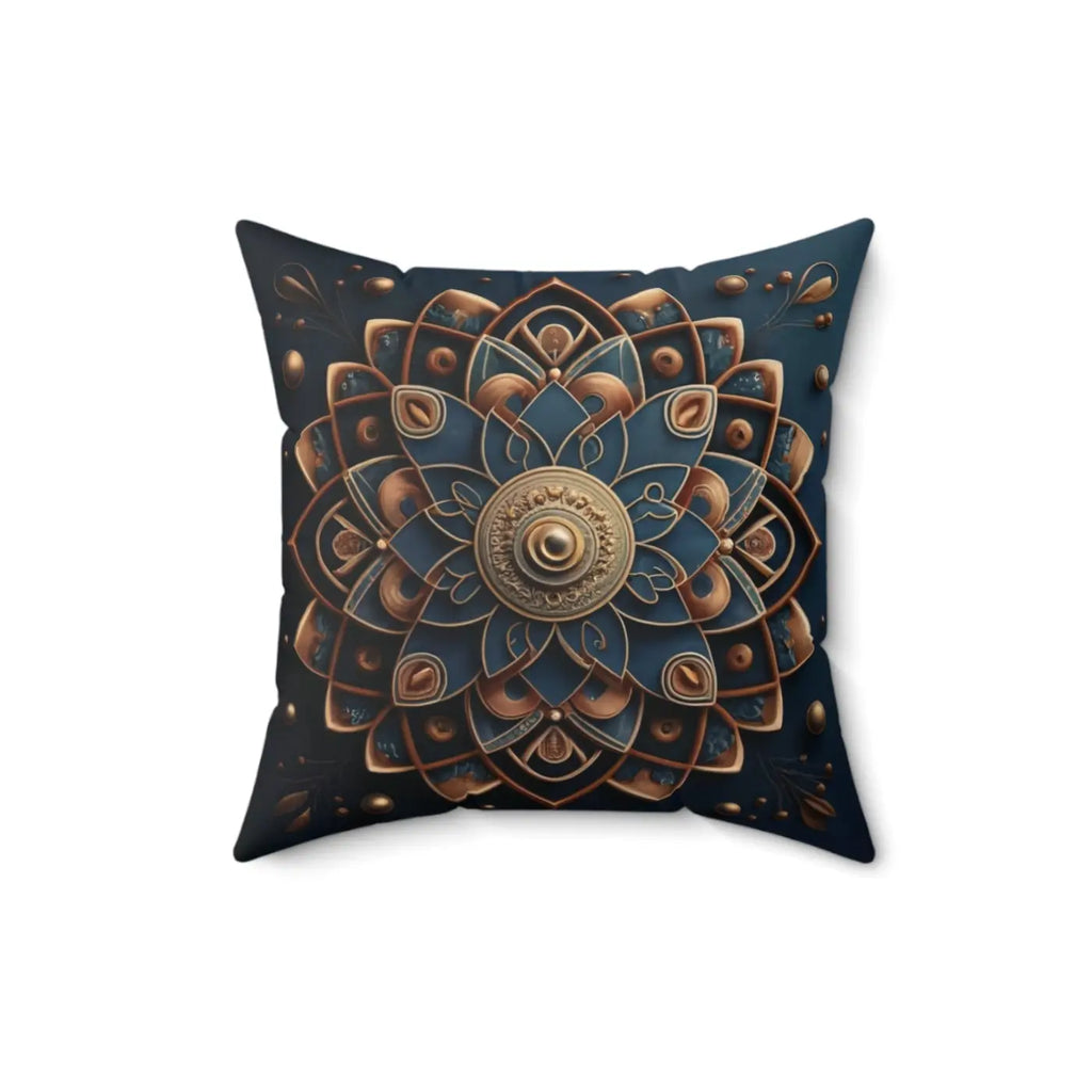 Golden Geometrical Mandal Pillow - Polyester Cover - DipaliZ