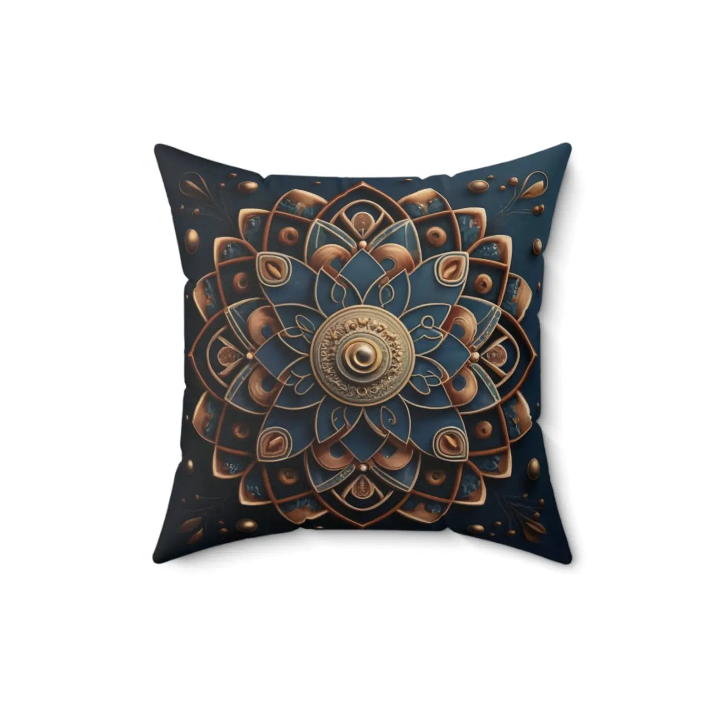 Golden Geometrical Mandal Pillow - Polyester Cover - DipaliZ
