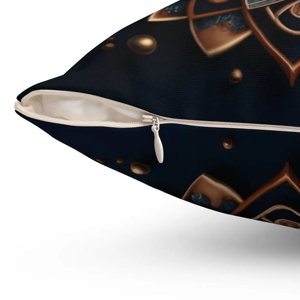 Golden Geometrical Mandal Pillow - Polyester Cover - DipaliZ