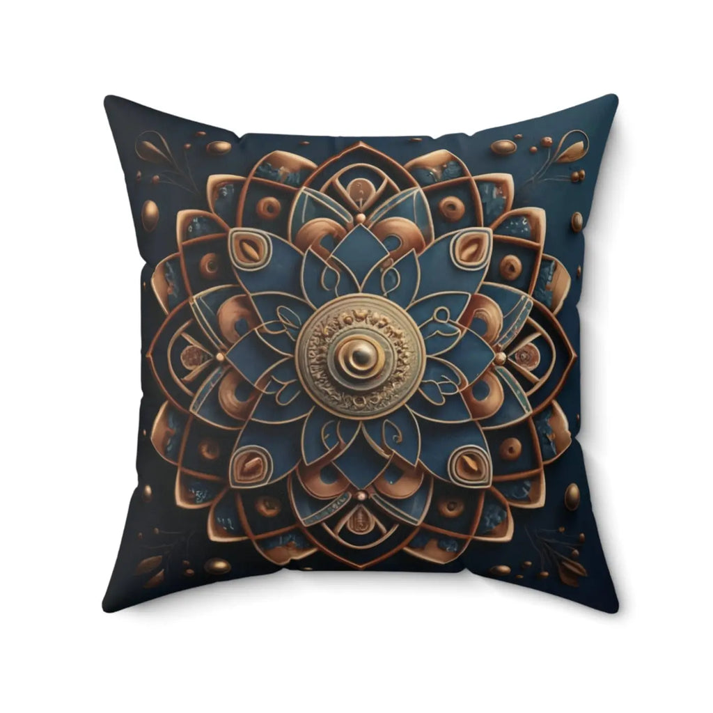 Golden Geometrical Mandal Pillow - Polyester Cover - DipaliZ