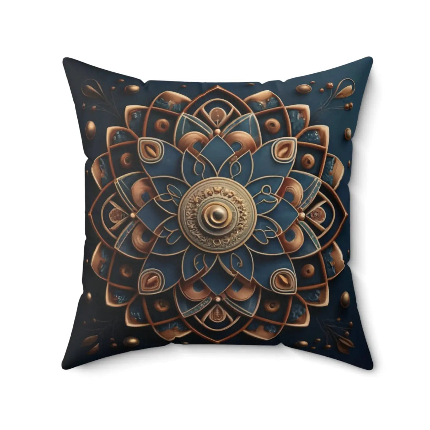 Golden Geometrical Mandal Pillow - Polyester Cover - DipaliZ