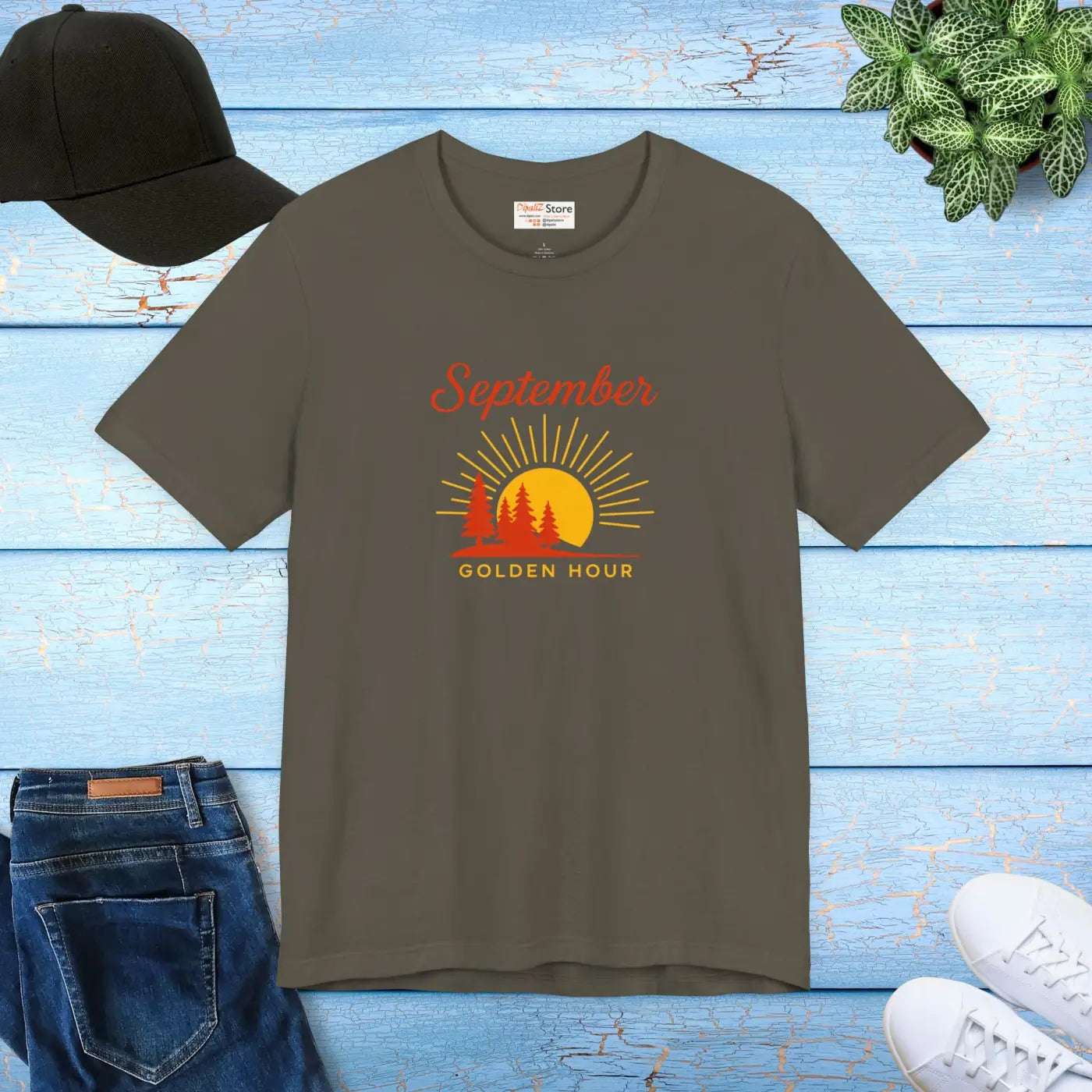 Golden Hour September Tee - Ring-Spun Cotton Nature Lover Gift - DipaliZ