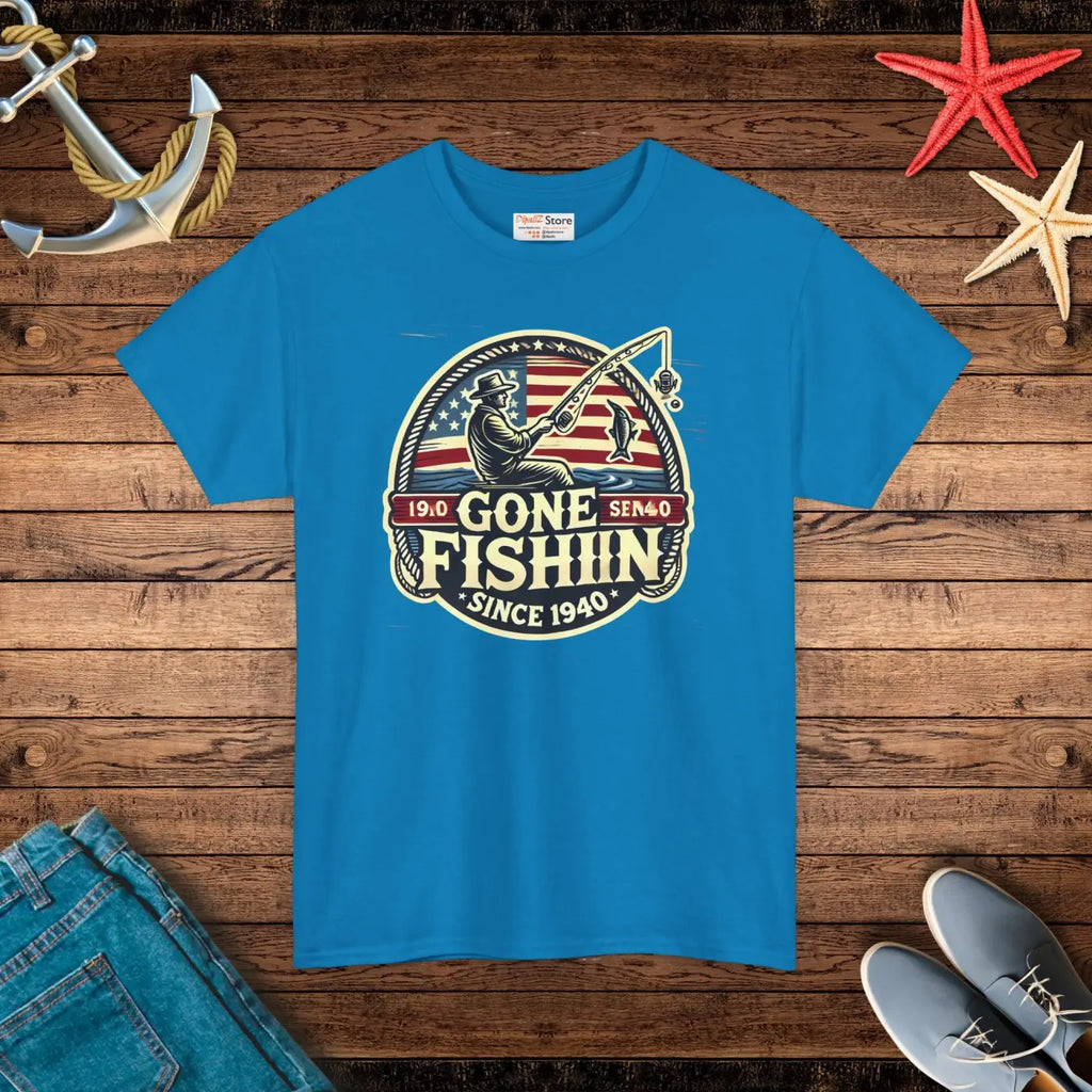 Gone Fishing Unisex Heavy Cotton Tee - Adventure Style - DipaliZ