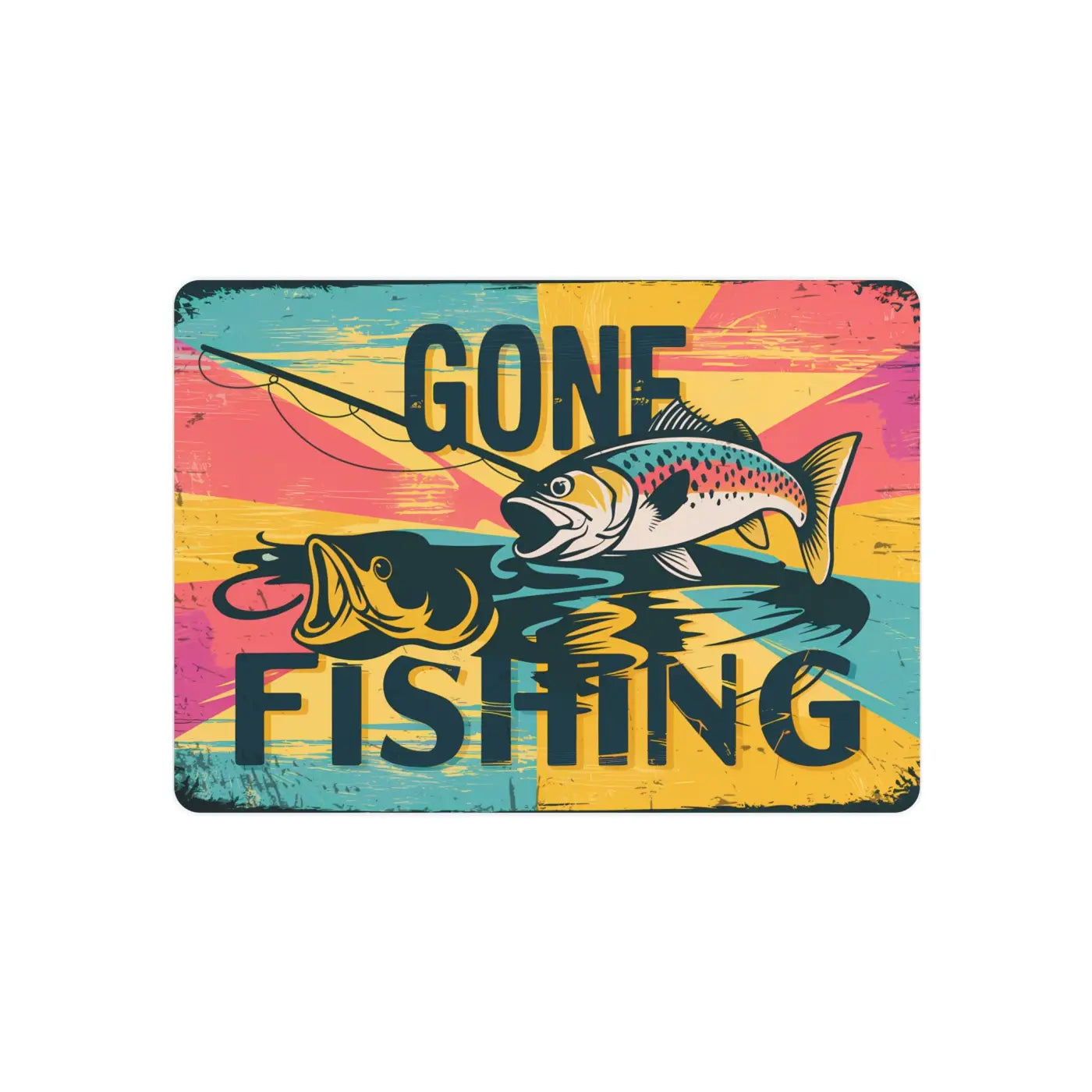 Vintage Fishing Metal Art Sign - 3mm White Aluminum - DipaliZ