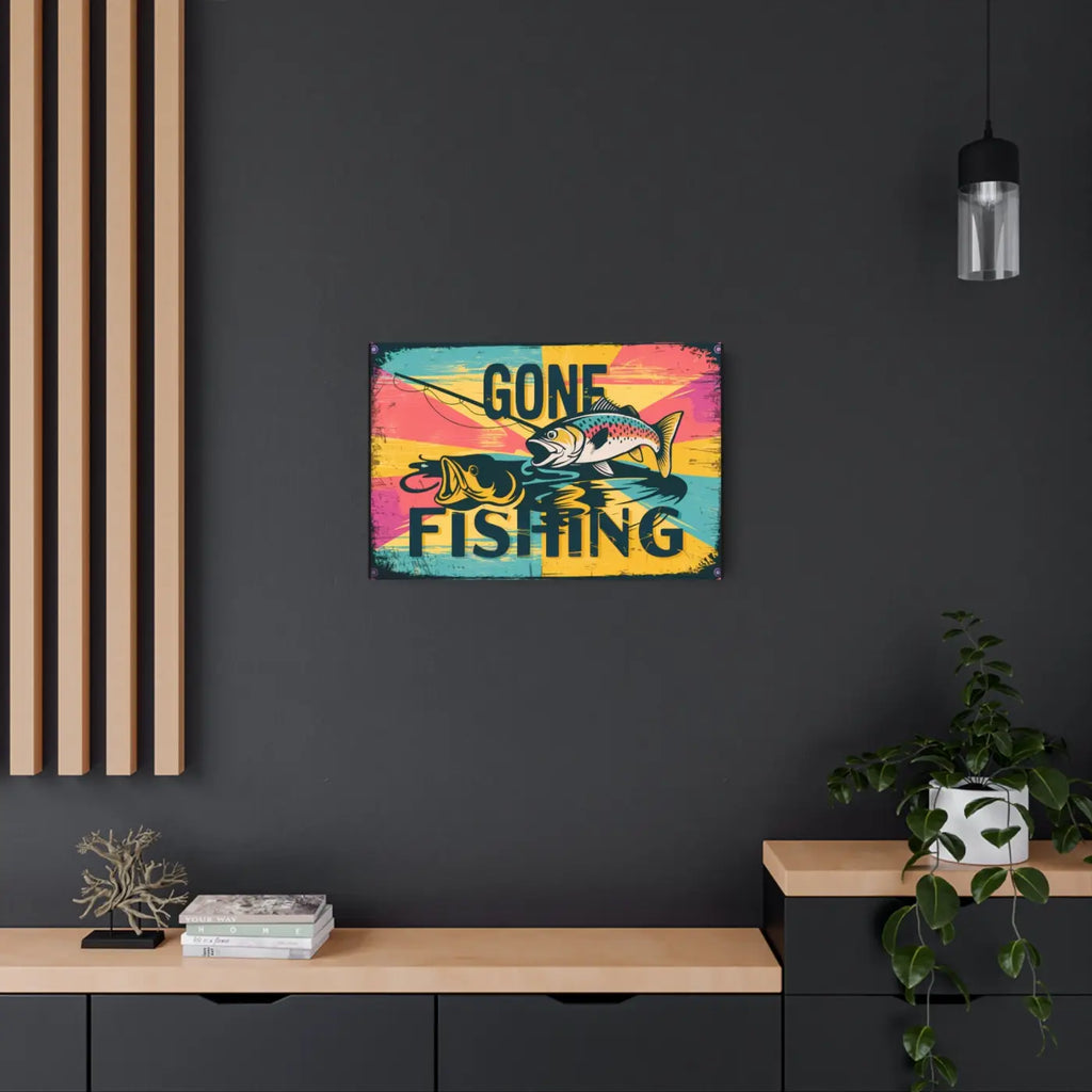 Vintage Fishing Metal Art Sign - 3mm White Aluminum - DipaliZ