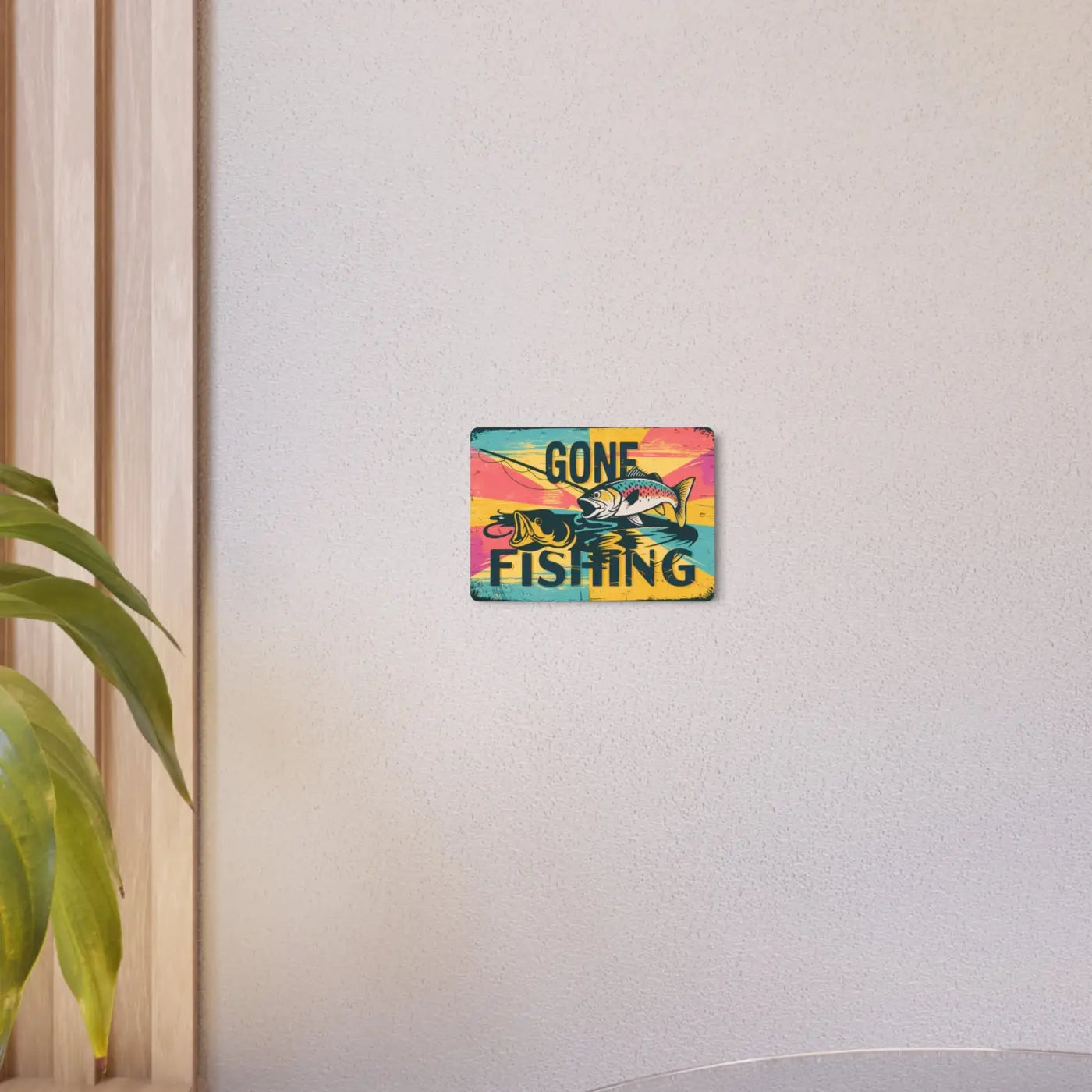 Vintage Fishing Metal Art Sign - 3mm White Aluminum - DipaliZ